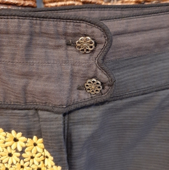 Anthropologie Floreat Size 4 Fennel Flower Embroidered Floral Pencil Skirt Black - Picture 5 of 11